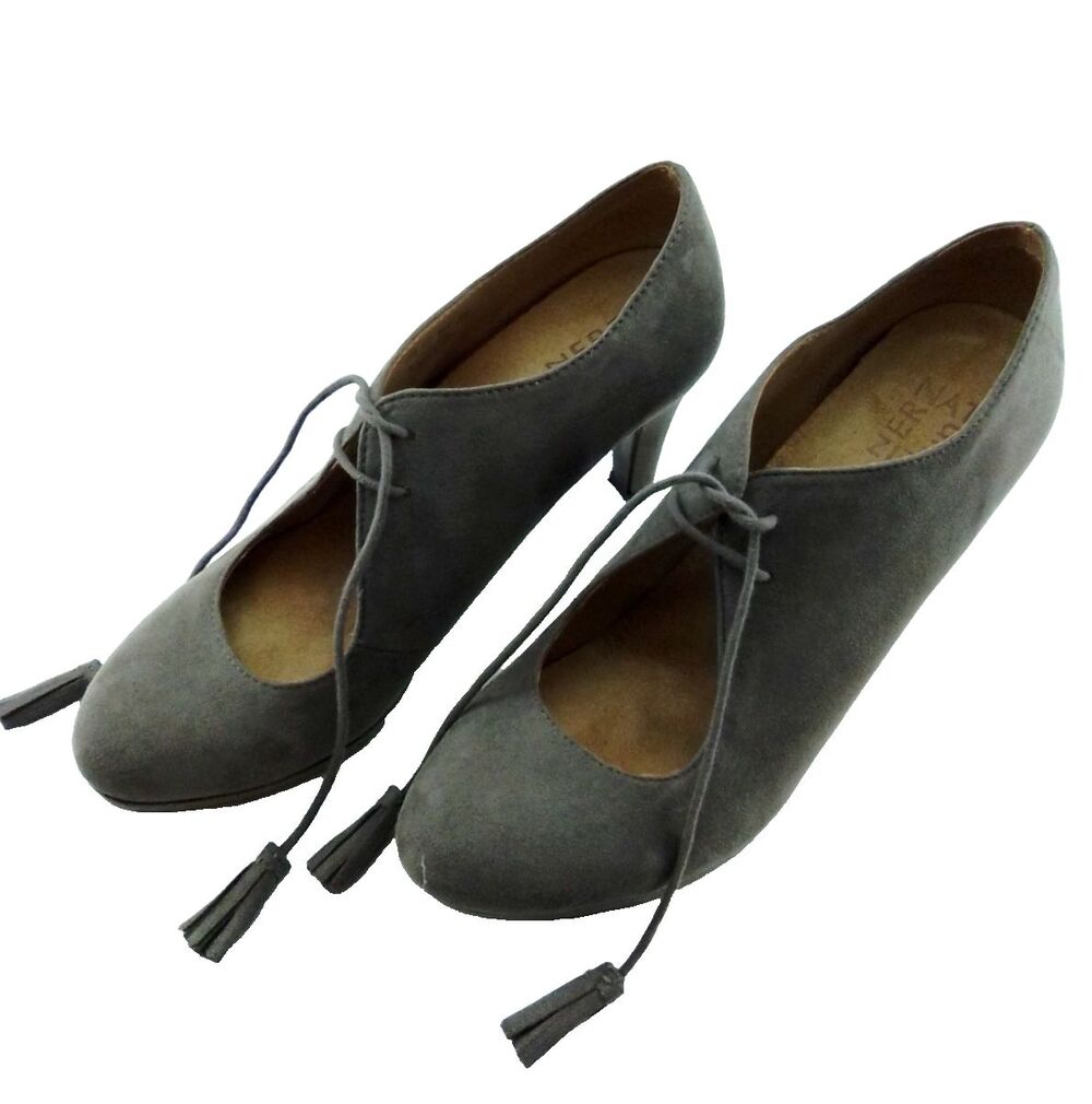 Naturalizer Paton MaryJane Suede Round Toe Lace Up Comfort  Pumps Gray  8.5M